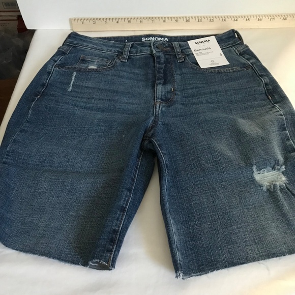 SONOMA High Rise Shorts Bermuda Jean Shorts Women’s Misses Size 4 NWT - Picture 6 of 15